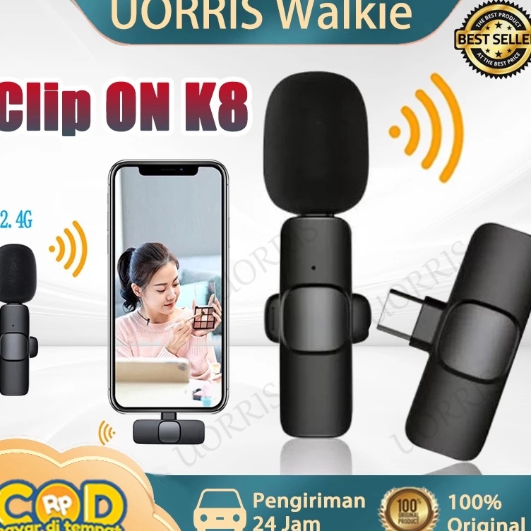 Diskon Mic Clip ON Wireless K8 Microphone Mic Clip On Youtuber Wireless USBMic Youtuber Bluetooth