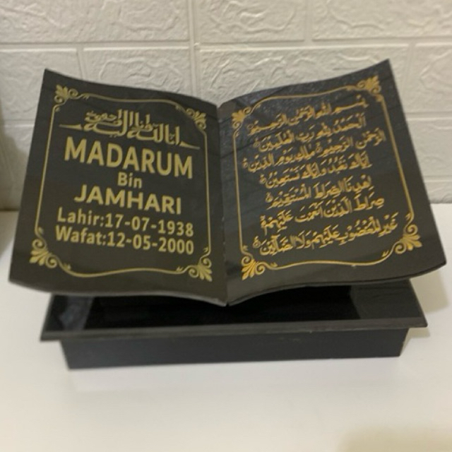 Nisan bentuk buku, batunisan, batu nisan makam, batu nisan kuburan 20x30