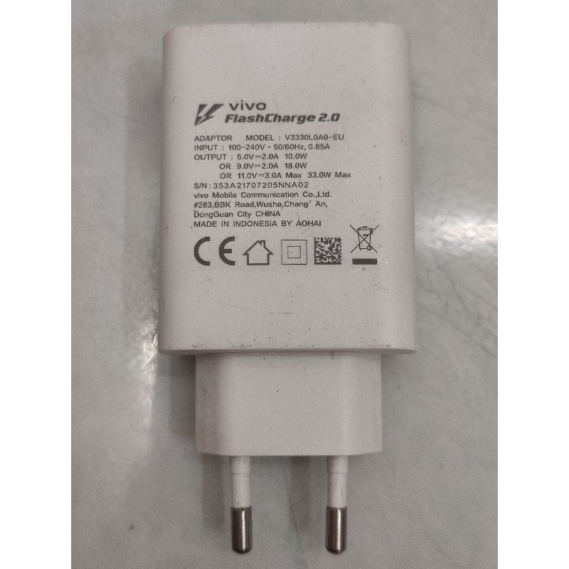 Cas Charger Adaptor Vivo FlashCharge 2.0 Ori Copotan 33 Watt