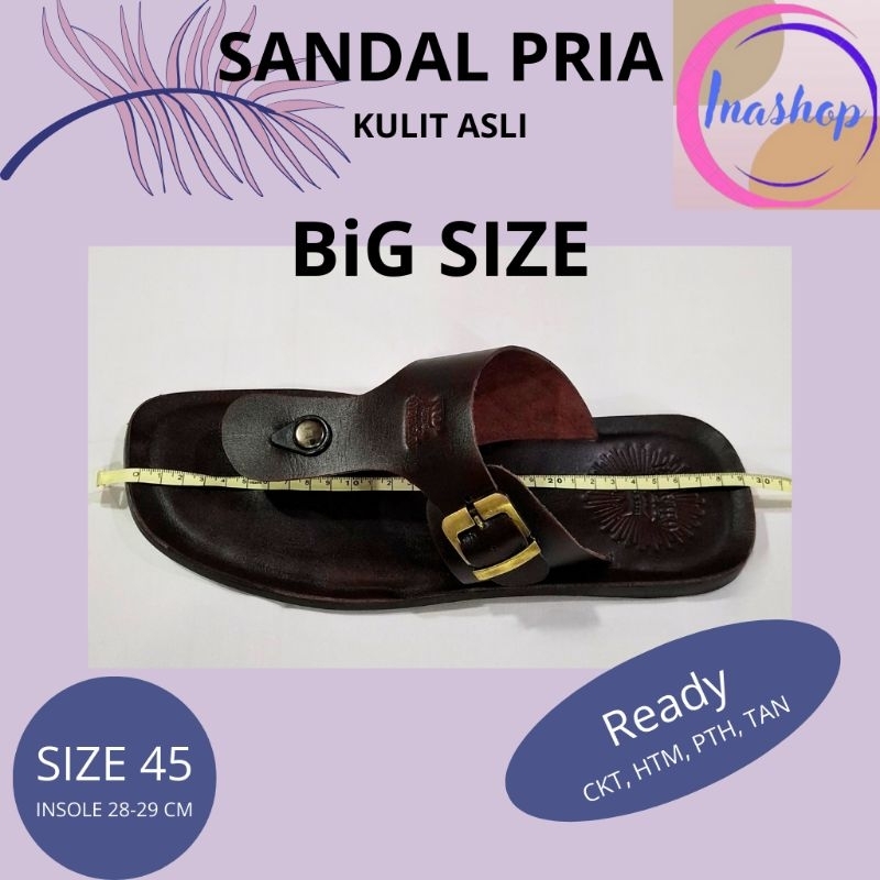 SANDAL PRIA KULIT ASLI UKURAN BESAR SENDAL JEPIT BIG SIZE