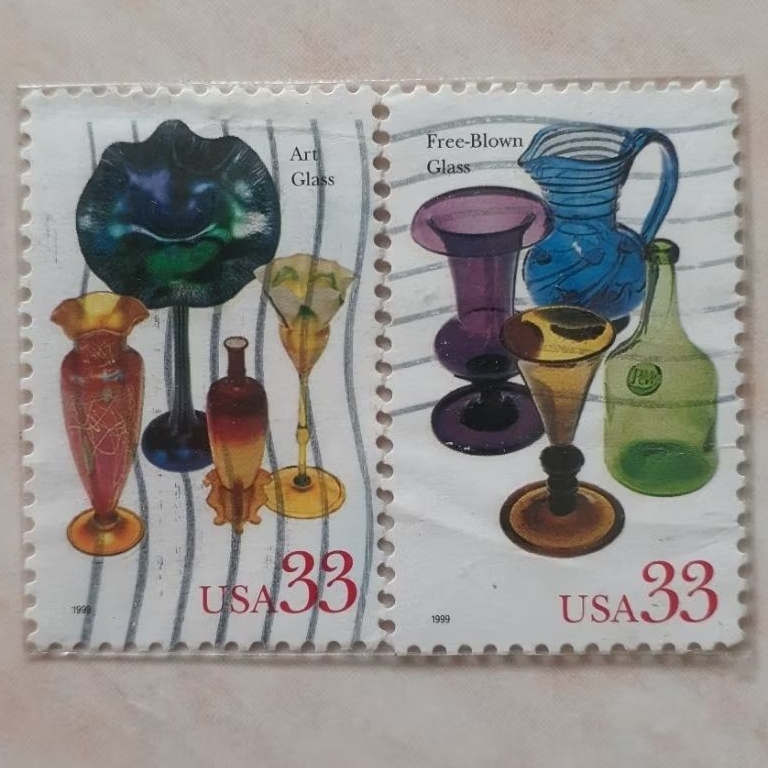 

Perangko USA American Glass Issue Tahun 1999 set 2pcs