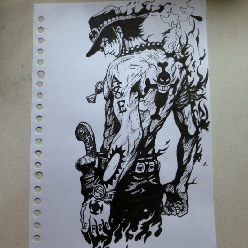 sketsa gambar ace one piece A5