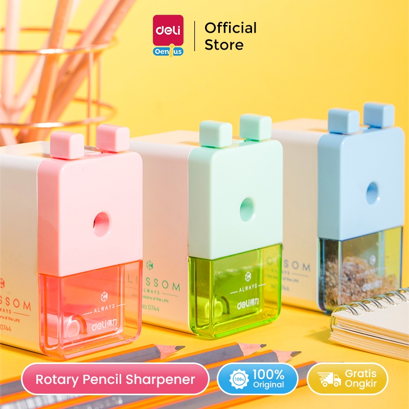 

Deli Rautan Putar / Rautan Meja Anti Slip / Deli Rautan Serutan Putar / Rotary Sharpener Self Feeding Pen 0744