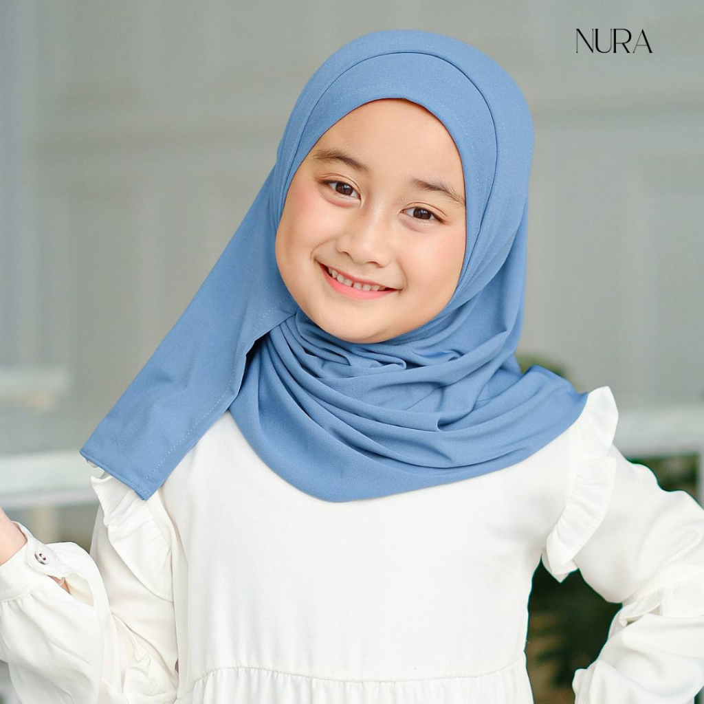 NURA - pashmina instan anak - pashmina instan anak 3-11 tahun - kerudung anak - jilbab anak - qalila