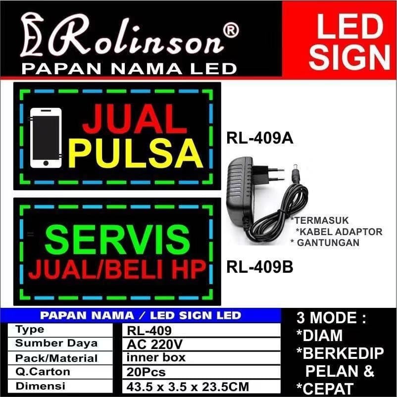 

Papan Nama LED Sign Berkualitas / Papan Jual Pulsa / Jual Beli HP - RL-409B