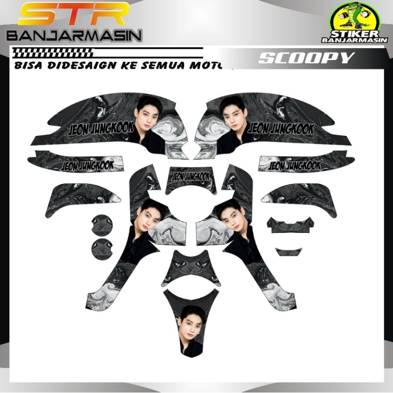 STIKER / DECAL / STIKER / STRIPING MOTOR SCOOPY GAMBAR KOREA HITAM
