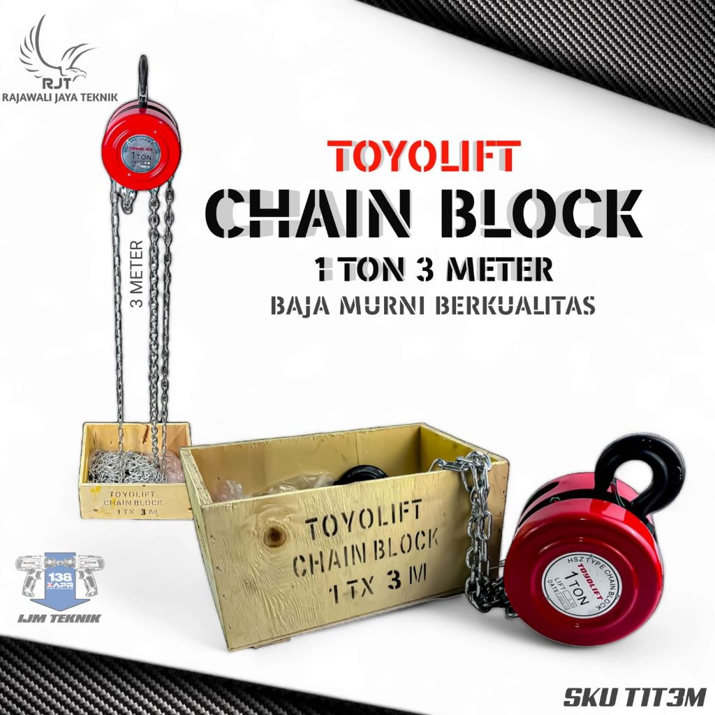 DISKON Toyo lift chain block 1ton 3meter katrol kerekan takel garansi resmi chainblock IJM 138