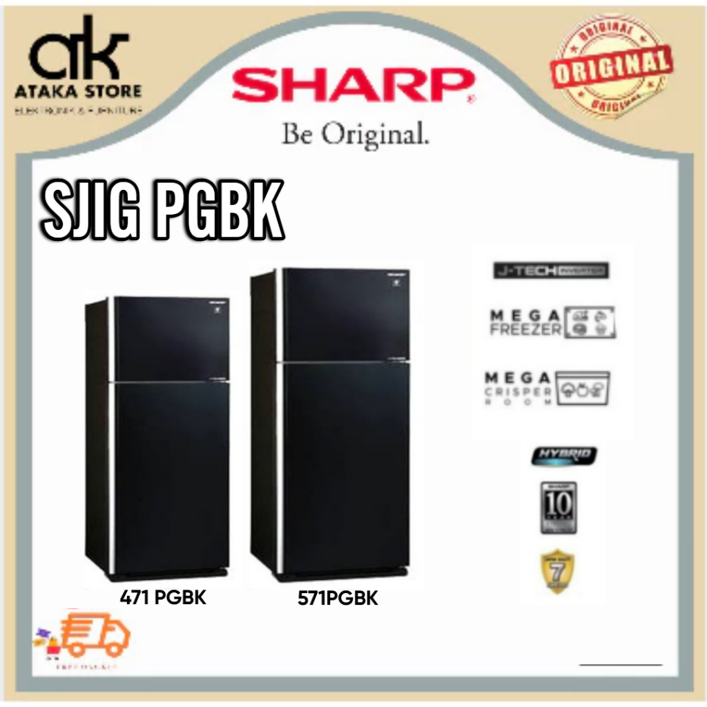 KULKAS SHARP 2 PINTU SJIG471PGBK/SJIG571PGBK KAPASITAS BESAR