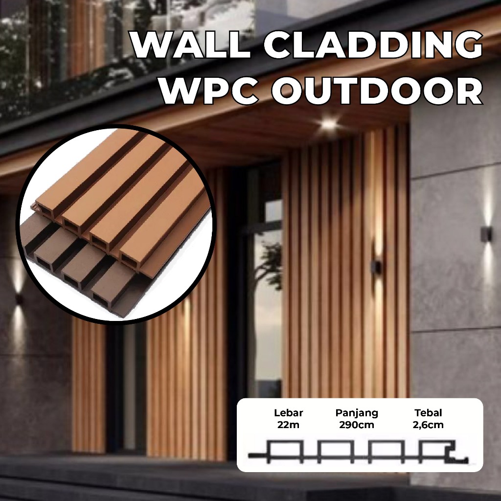 WPC Outdoor Wood Panel Kisi Kisi WallPanel Dinding /Pagar /Wall Panel Exterior Rumah Motif Kayu