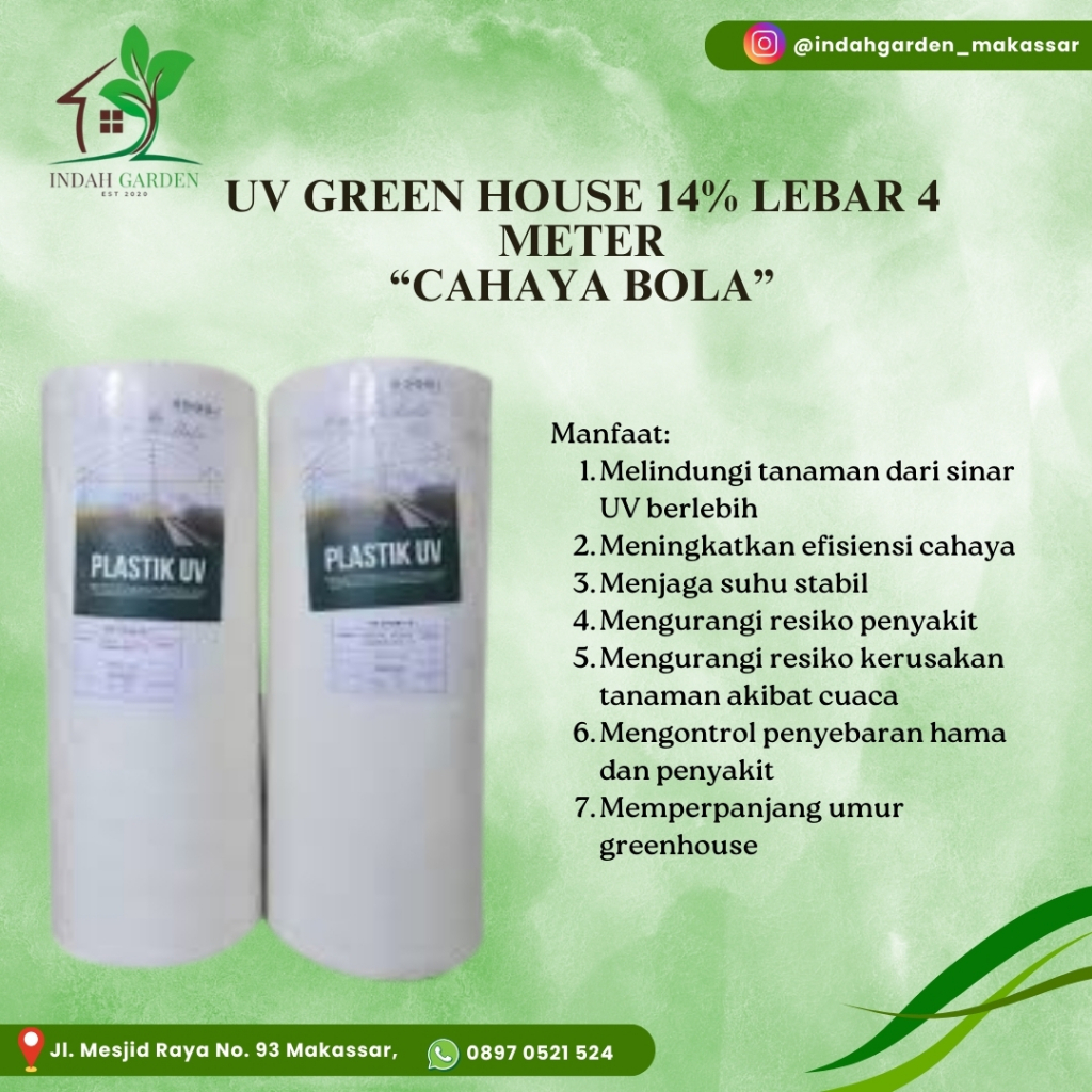 Plastik Uv Cahaya Bola Lebar 4m 14% 200mic - Green House Atap PERMETER