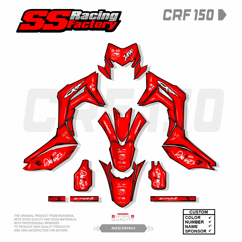 DECAL STIKER MOTOR CRF 150 L MERAH / STIKER CRF / DECAL CRF 150 FULL BODY BEBAS REQUEST