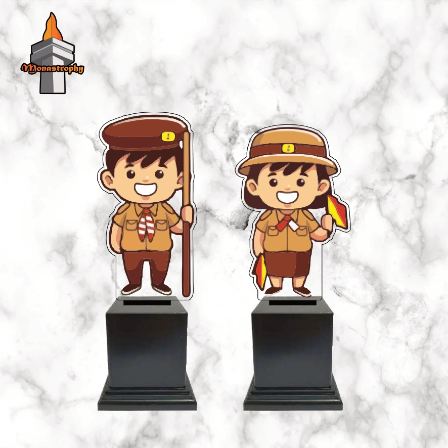 Piala Pramuka Akrilik Custom Piala Anak Pramuka Piala Jambore Pramuka Figur Piala Pramuka