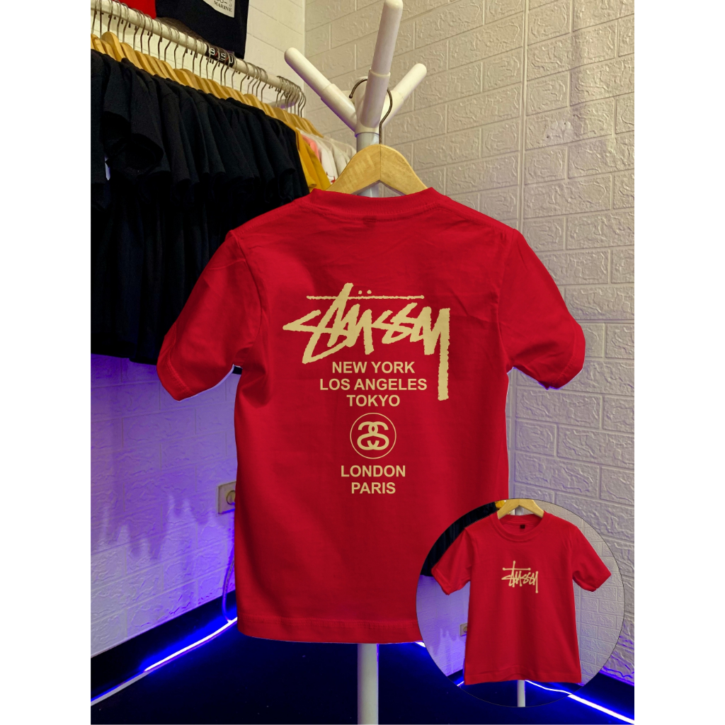 Baju Kaos Lengan Pendek Anak & Dewasa Unisex Stussy