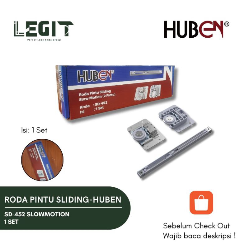 RODA PINTU SLIDING 2 PINTU HUBEN SD-452 SLOWMOTION