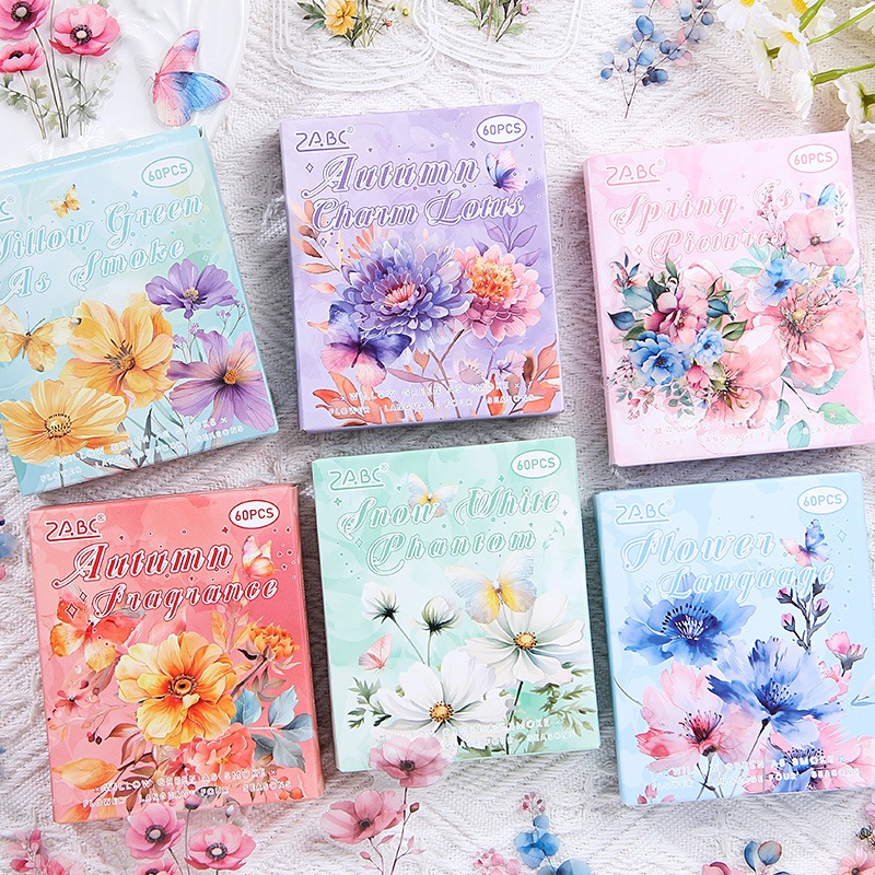 

60pcs Sticker Flower SJHY Bunga Kembang Cantik Stiker Floral Butterfly Kupu