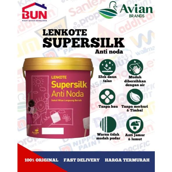 CAT TEMBOK LENKOTE SUPERSILK ANTI NODA 2,5 LITER / AVIAN INTERIOR / ABU ABU N17