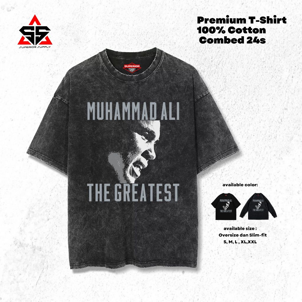 SUPERIOR Kaos Muhammad Ali Oversized washed tshirt Oversize slimfit sandwash ALI-12