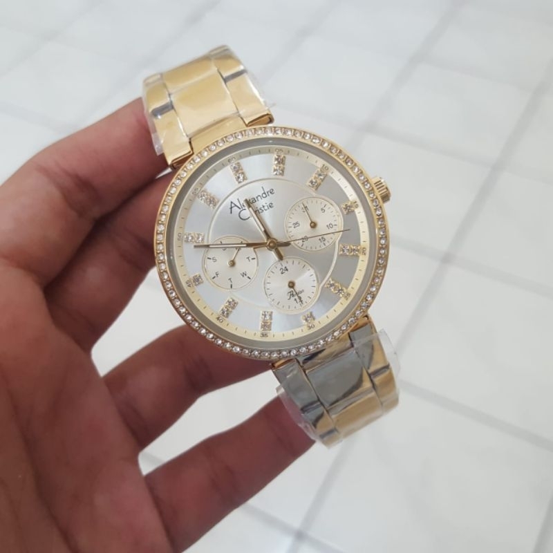 Jam tangan Alexandre Christie Wanita AC 2874 BF gold Original