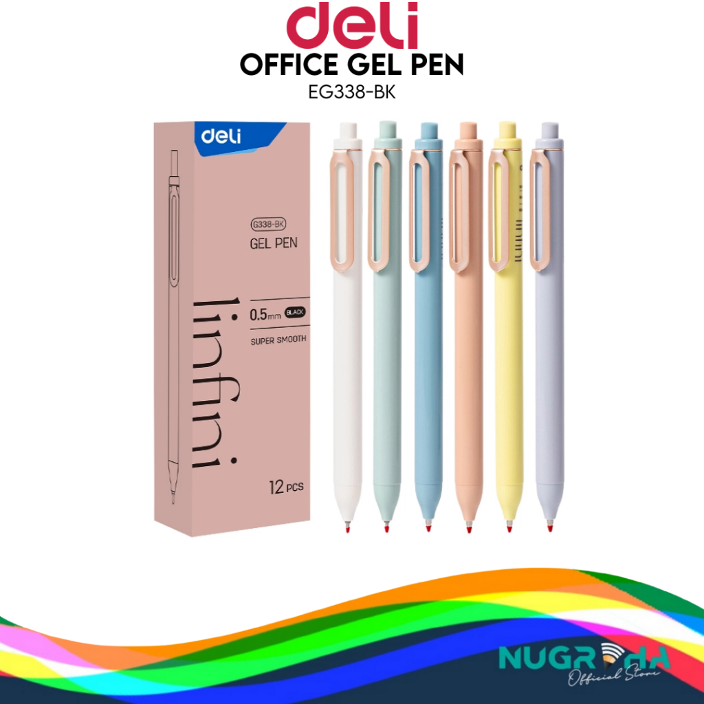 

Deli Linfini Ballpoint Gel Pen Retractable Tinta Hitam 0.5mm EG338-BK