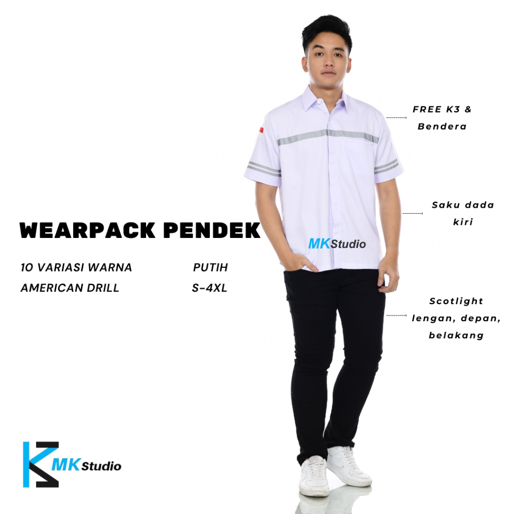 Baju safety custom bordir Seragam kerja tambang lapangan proyek lengan pendek