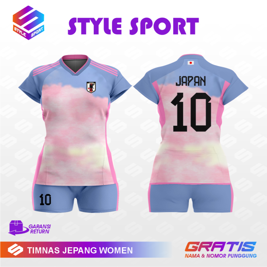 STYLE_Setelan jersey timnas jepang wanita/Baju voli wanita full printing gratis nama dan nomor suka 
