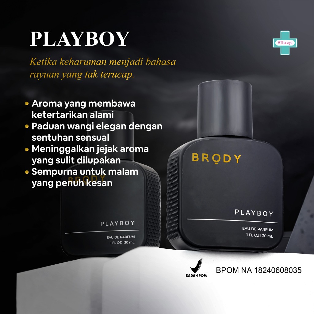 BRODY Playboy Parfum Pemikat Pria Wanita Best Seller Eau De Parfum Wangi Tuberose Jasmine Rangoon Cr