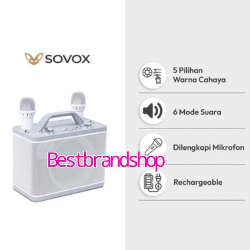 SOVOX SPEAKER KARAOKE BLUETOOTH 2 MIC KARAOKE BLUETOOTH SPEAKER 2 MIC SILVER