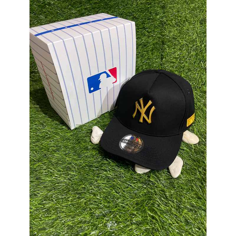 NY Plat Besi Metal GOLD EMAS  Bahan Kain Warna Hitam MLB Best Seller Premium
