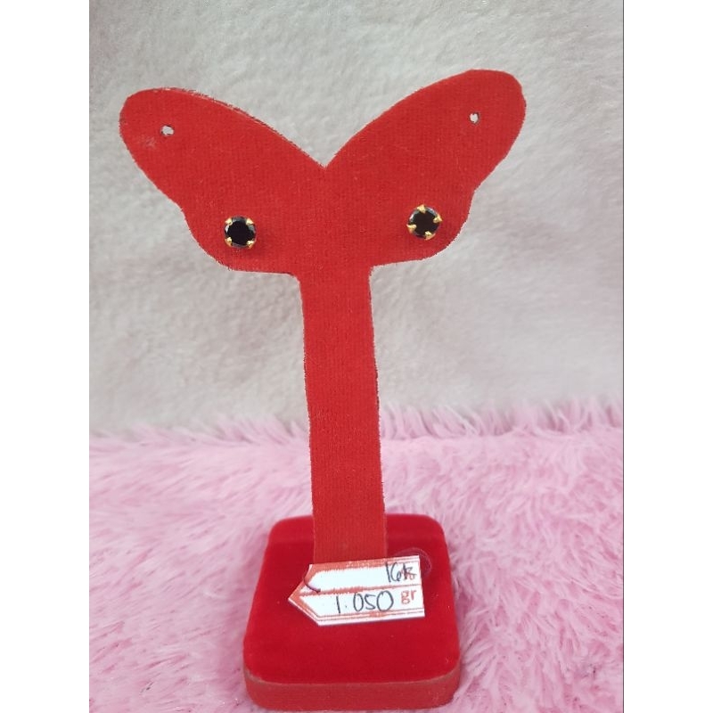 GW119L321L Giwang model permata hitam  emas kuning asli berat 1.050 kadar 16k 70%