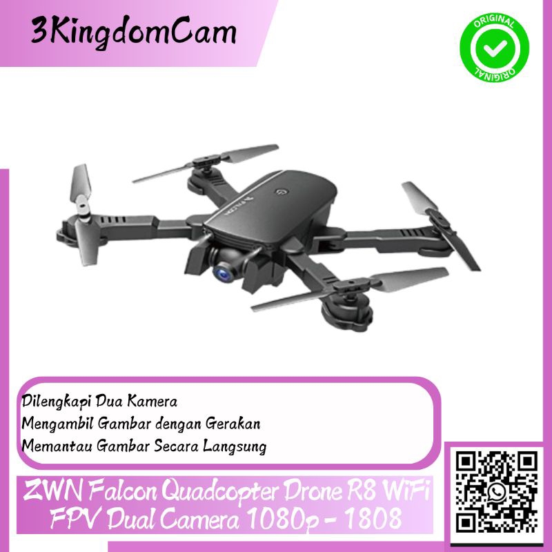 ZWN Falcon Quadcopter Drone R8 WiFi FPV Dual Camera 1080p - 1808