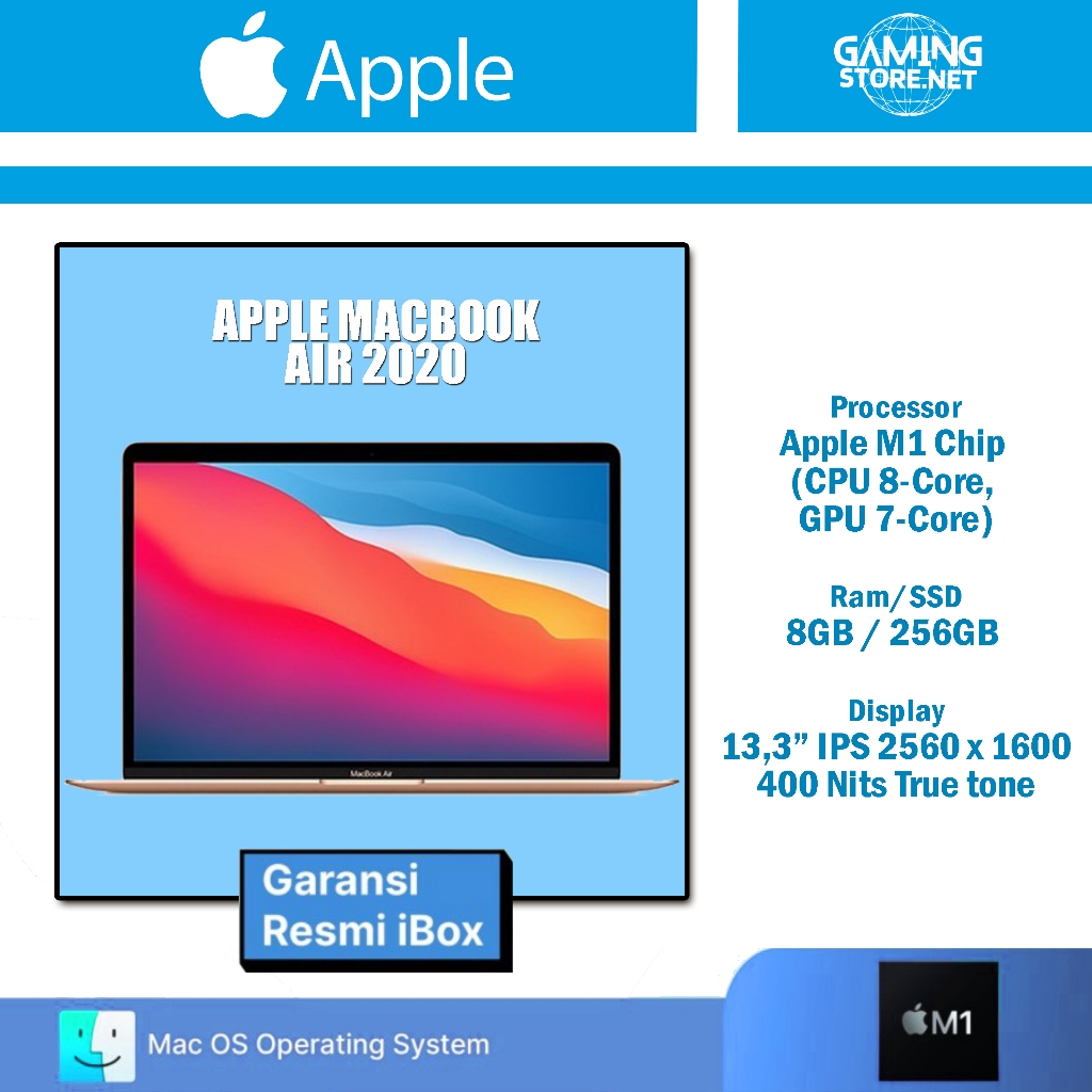 MacBook Air M1 2020 8GB 256GB Garansi Resmi