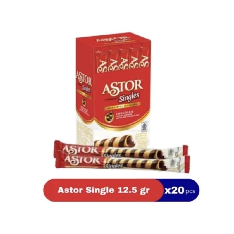 

Snack Camilan Makanan Ringan Wafer Coklat ASTOR Singles 14gr isi 20pcs