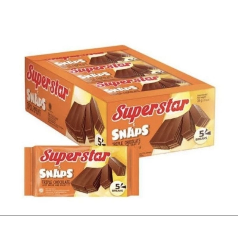 

Snack Camilan Makanan Ringan Wafer Coklat Superstar SNAP 28gr 1PCS