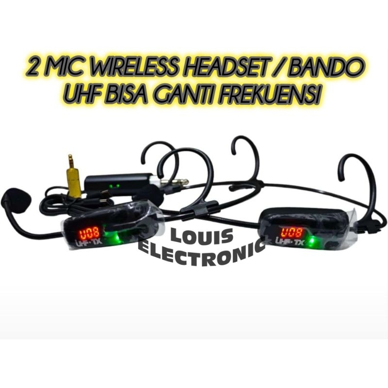 Mic Microphone Wireless Headset UHF Mic Imam Masjid Mic Bando ( 2 Pcs ) Kualitas Bagus