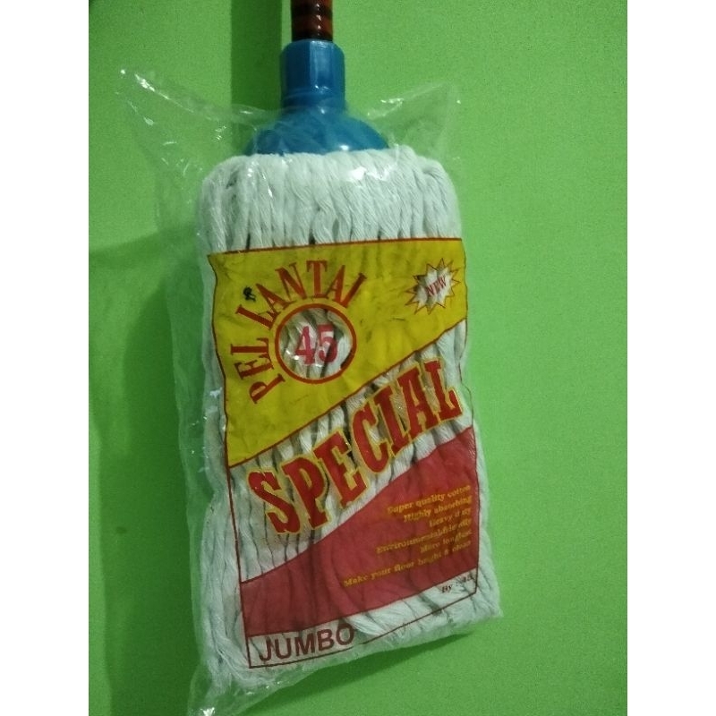 Pel lantai pel jumbo istimewa Pel kain bulat pel lantai bahan sumbu kompor gagang kayu