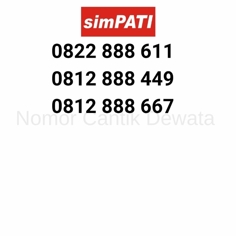 Nomor Cantik Simpati 10 Digit, Nomor Cantik Telkomsel 10 Digit, Nomer Cantik 10 Digit Seri 888