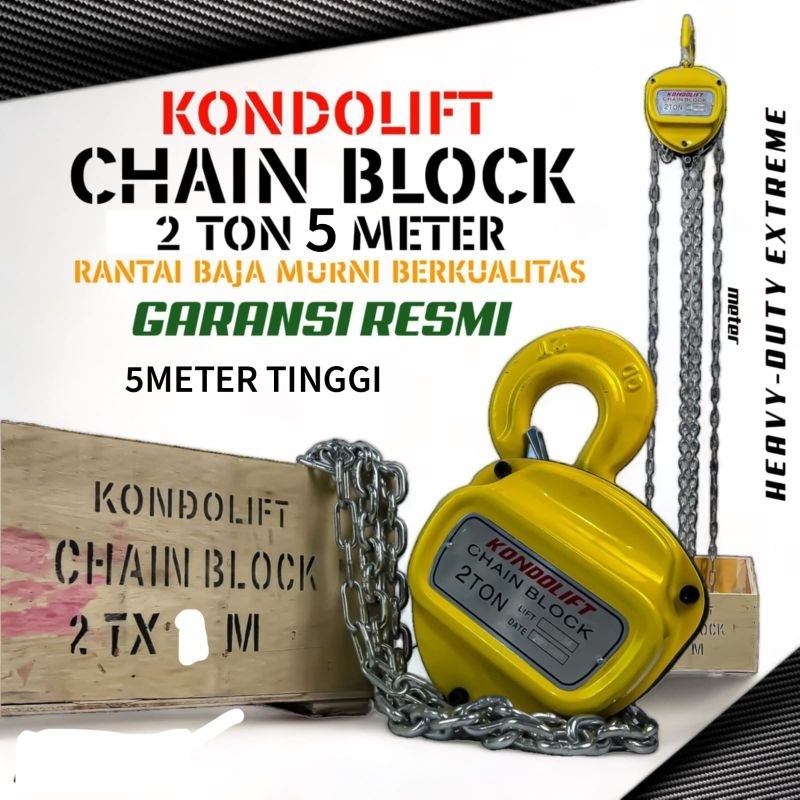 KONDO LIFT CHAIN BLOCK 2ton 5meter katrol kerekan derek takel garansi resmi