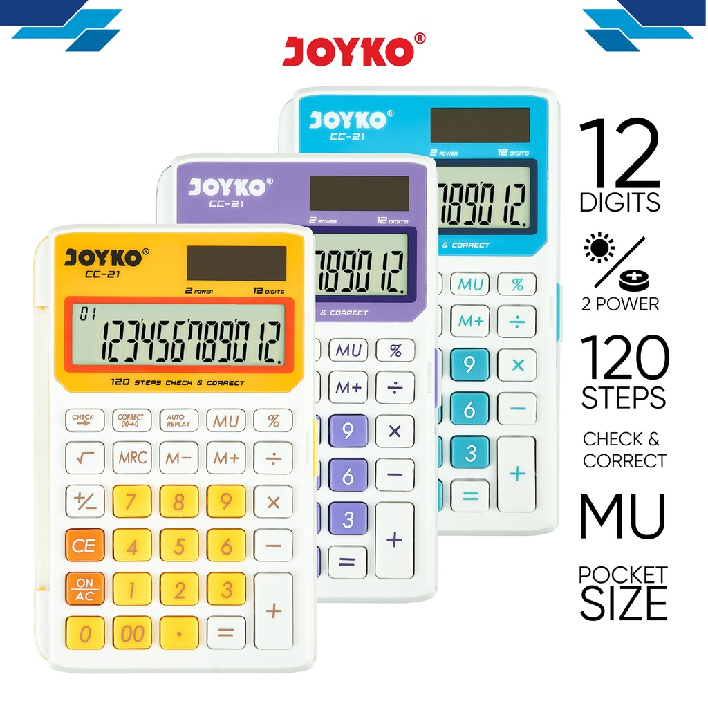 

Kalkulator Elektronik Joyko CC-21 12 Digit 3 Warna