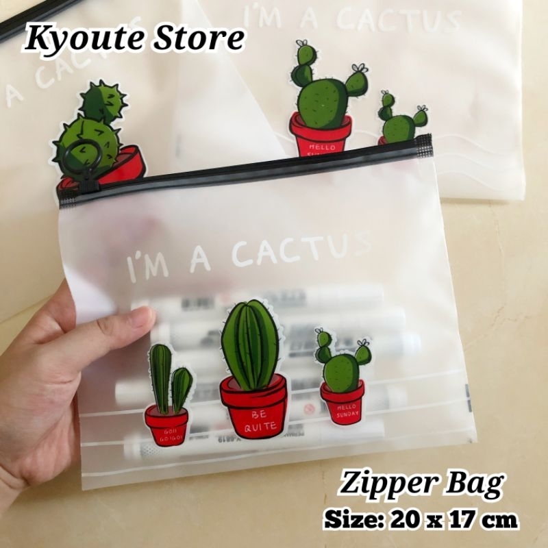 

Zipper Bag / Zipper Lock / Ziplock Transparan PVC Organizer Kaktus Cactus Tempat Pensil