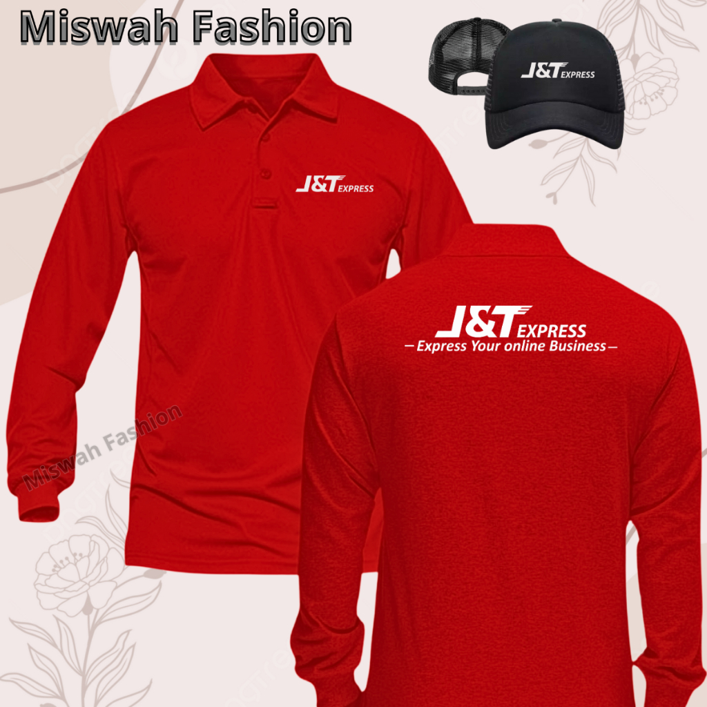 Topi Poloshirt  Lengan Panjang JNT-EXPRES Quality Premium Baju Kaos polo Berkerah Pria Wanita Dewasa