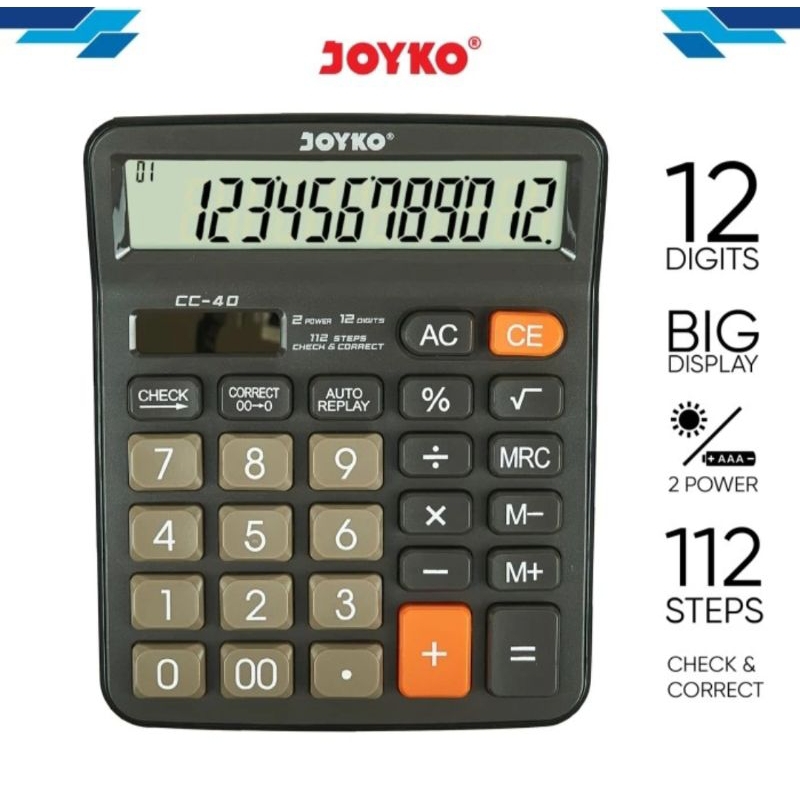 

Calculator Kalkulator Joyko CC-40 12 Digits Check Correct