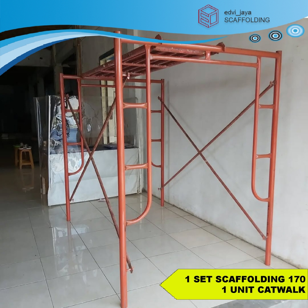 STEGER SCAFFOLDING KAPOLDING TINGGI 170 CM LENGKAP DENGAN CATWALK/INJAKAN STEGER