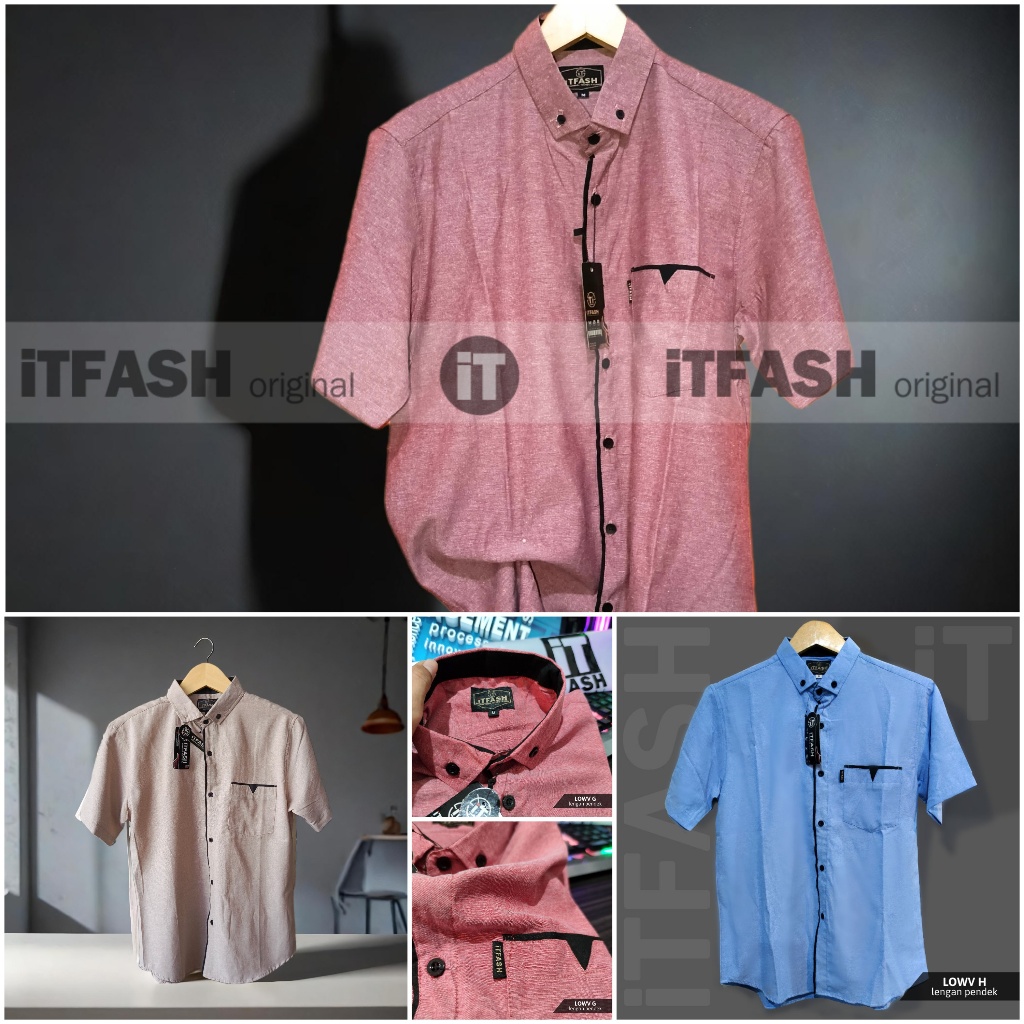 GROSIR TROLIS Original iTFASH LENGAN PENDEK LOWRD LOWV grosir kemeja baju ospot polos oxford pria de