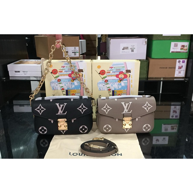 LV Pochette Metis East West Bicolor Monogram Empreinte Leather Bag M23081 / M46596 with Magnet Box
