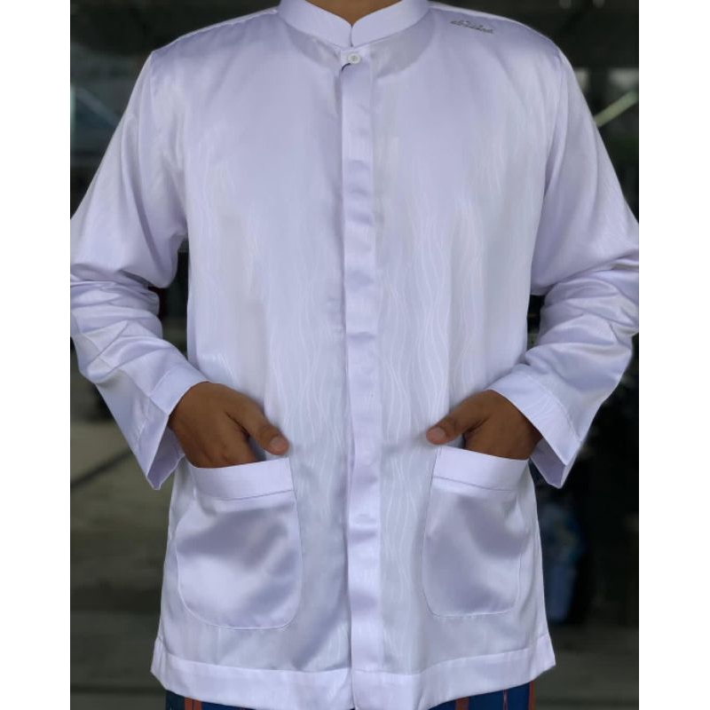 BAJU KOKO AL-ZAHRA PUTIH POLOS SUTRA