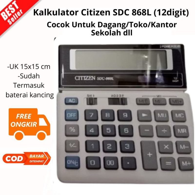

Diskon [JK] OFFICE Kalkulator CITIZEN SDC 868L / 8614 / 512 12 Digit / 14 Digit untuk Dagang Kantor Besar