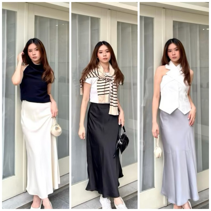 Rok Satin Panjang Long Satin Rok Satin Silk Skirt Long Satin Silk