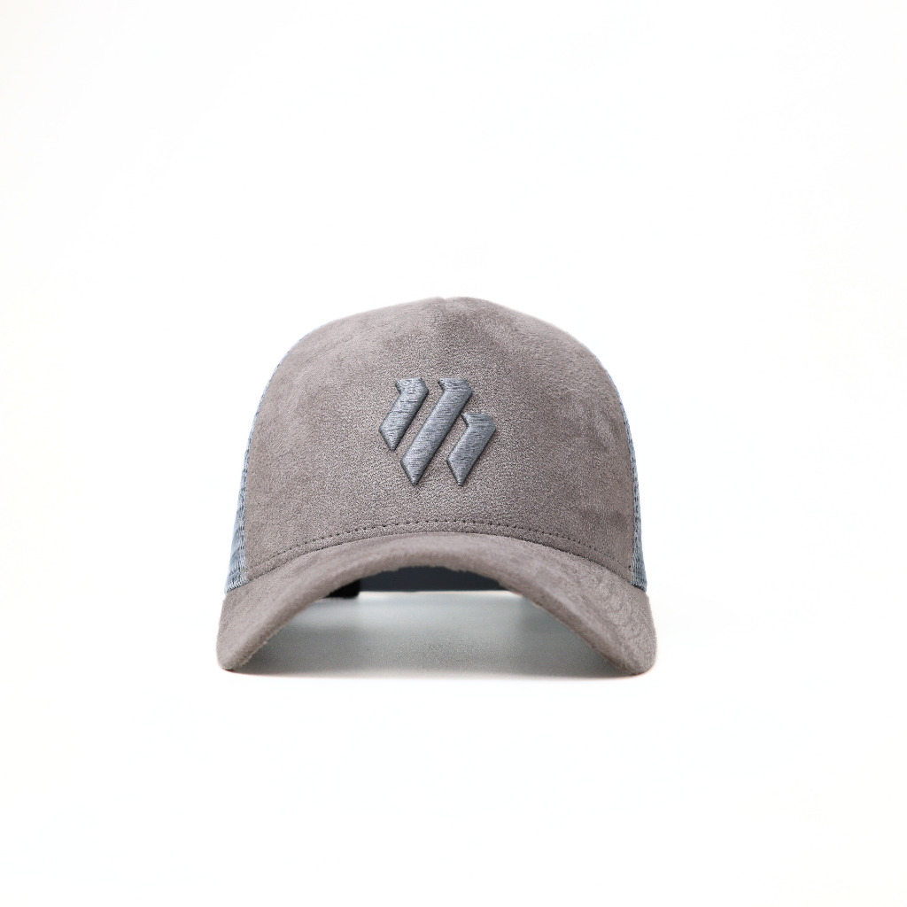 Topi Pria Trucker Suede Grey Topi Jaring Baseball Movment