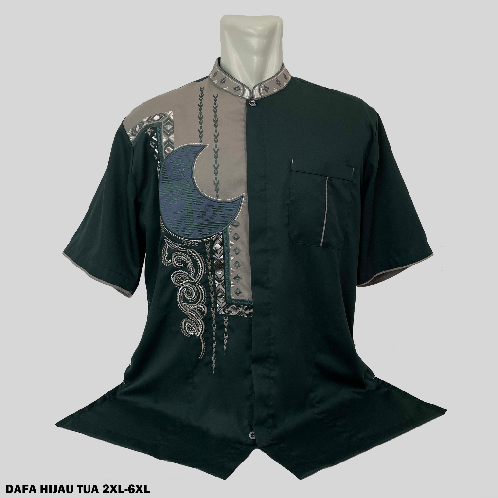 BAJU KOKO DEWASA JUMBO BAHAN TOYOBO KATUN PREMIUM FULL BORDIR VARIAN BORDIR DAFA WARNA DENIM SIMPLE 