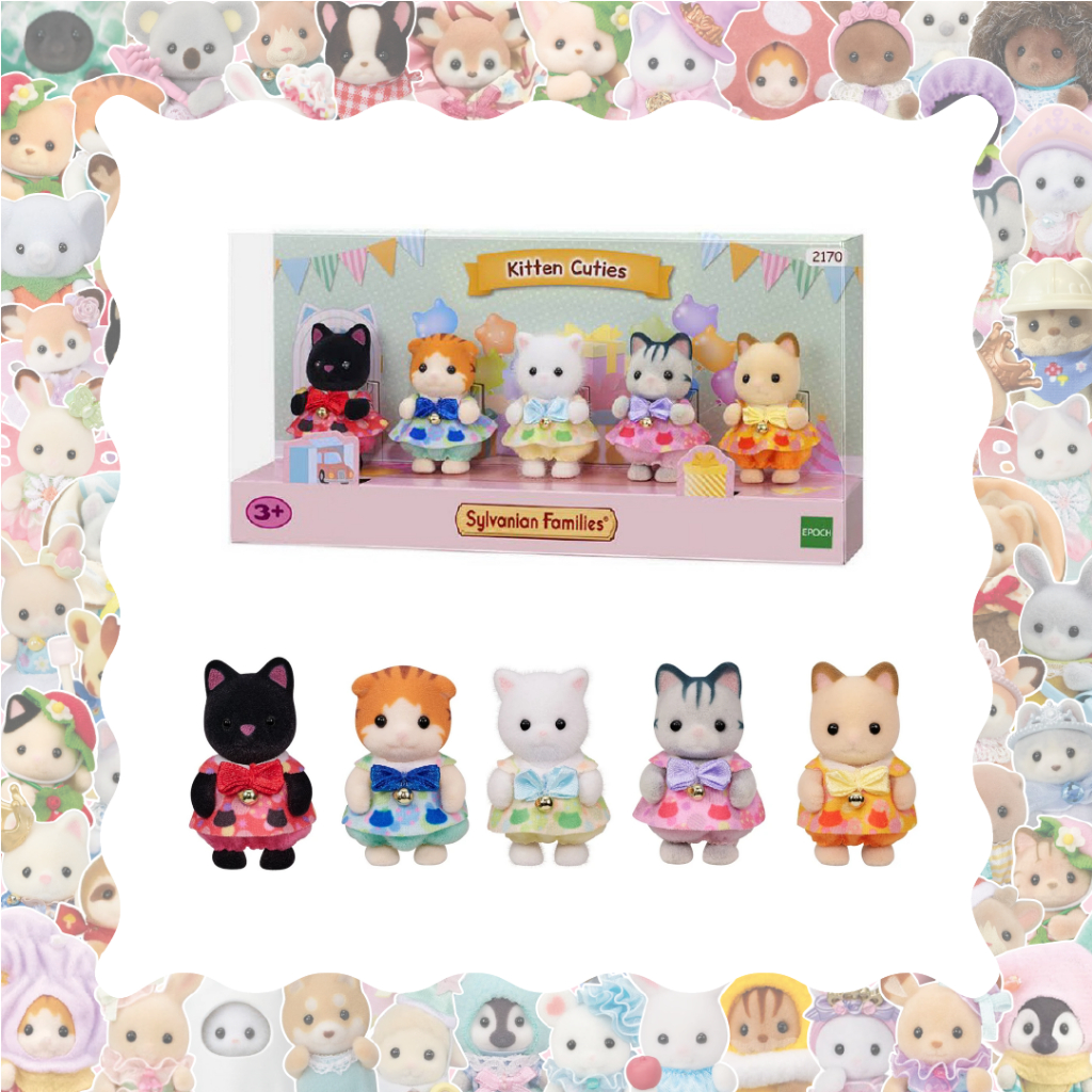 [Ready] Sylvanian Families Kitten Cuties Babies Set New Series - Open Sharing Midnight Maple Cat Per